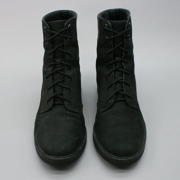 Timberland Ladies 11 Brinda Black Nubuck Lace-up Block Heels Combat Boots A1JXI - Picture 5 of 12